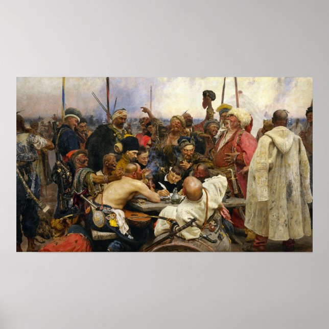 Repin - Kosaken auf Sultan Mehmed IV 1896 Poster (Vorne)