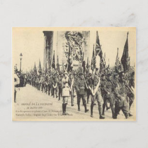 Replica Vintag Victory Parade, Paris 14 Juli 1919 Postkarte