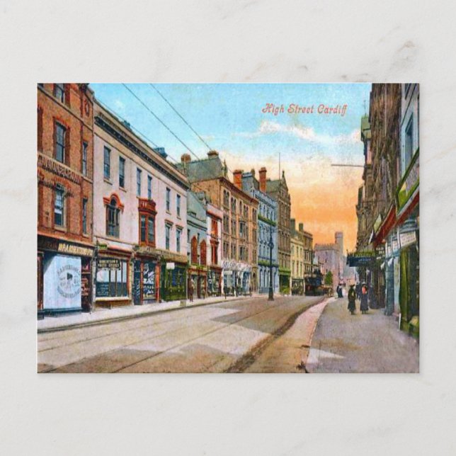 Replica Vintage Image, Cardiff, High Street Postkarte (Vorderseite)