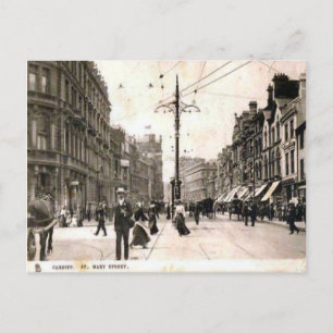 Replica Vintage Image, cardiff, St mary Street Postkarte