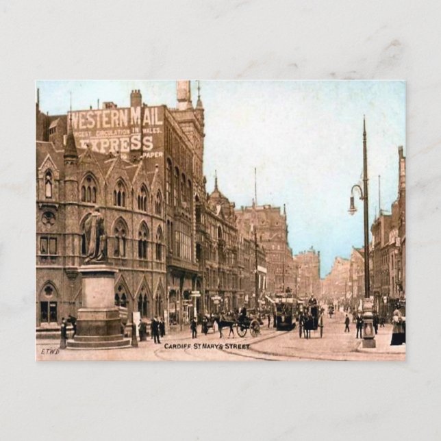 Replica Vintage Image, Cardiff, St. Mary Street Postkarte (Vorderseite)