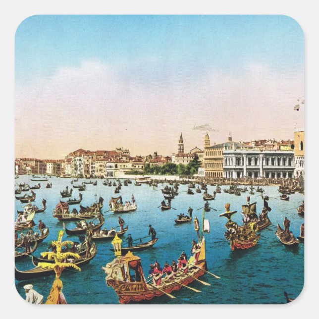 Replica Vintage Image, Venedig 1910 Quadratischer Aufkleber (Vorderseite)