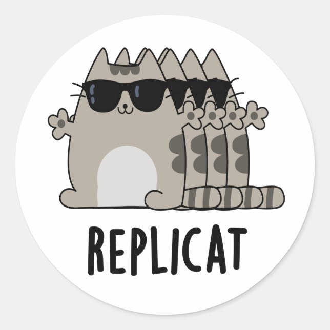 Replicat Funny replizierte Cat Puff Runder Aufkleber (Vorderseite)