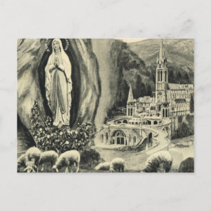 Replik alter Postkarte Lourdes, 1895 Pilgerfahrt