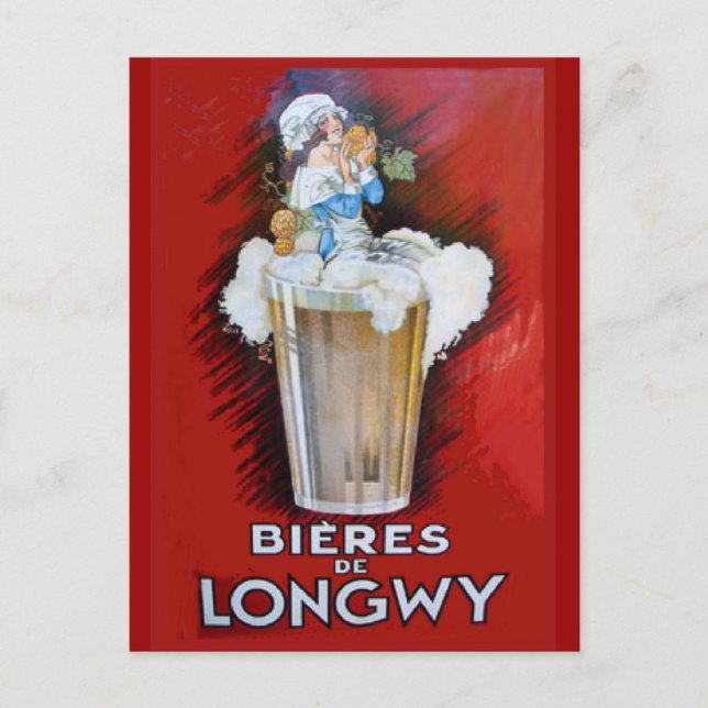 Replik alter Werbung, Bieres de Longwy Postkarte (Vorderseite)