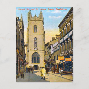 Replik eines alten Bildes, Cardiff, St John's Chur Postkarte