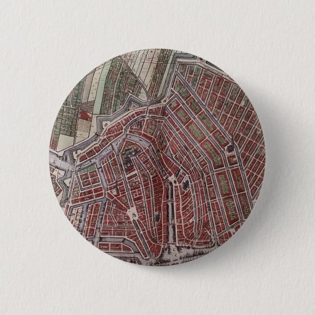 Replik Stadtplan von Amsterdam 1652 Button (Vorderseite)
