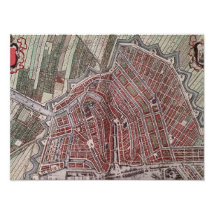 Replik Stadtplan von Amsterdam 1652 Fotodruck