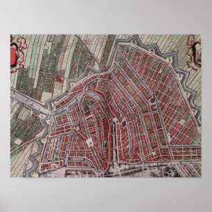 Replik Stadtplan von Amsterdam 1652 Poster