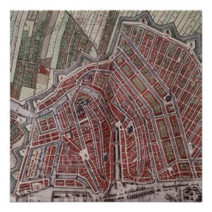 Replik Stadtplan von Amsterdam 1652 Poster