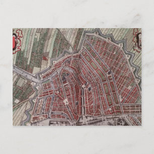 Replik Stadtplan von Amsterdam 1652 Postkarte