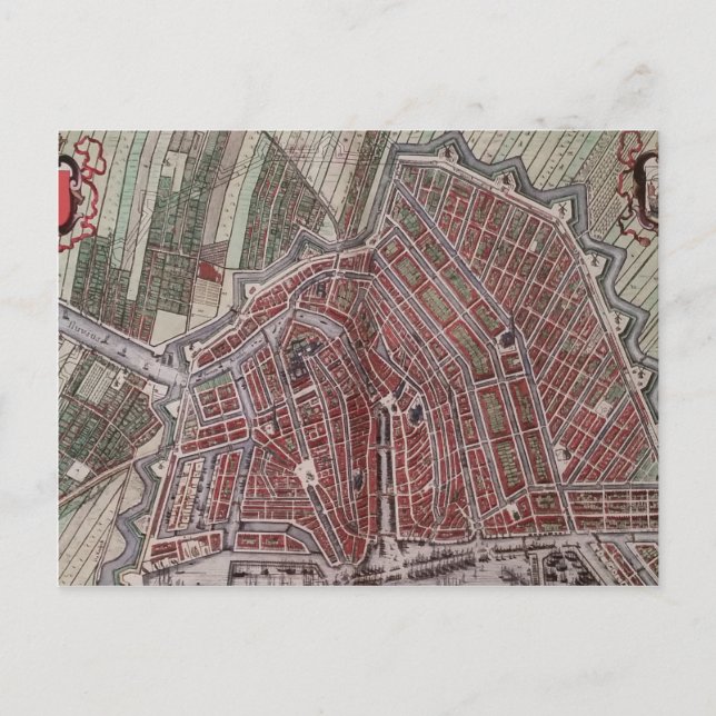 Replik Stadtplan von Amsterdam 1652 Postkarte (Vorderseite)