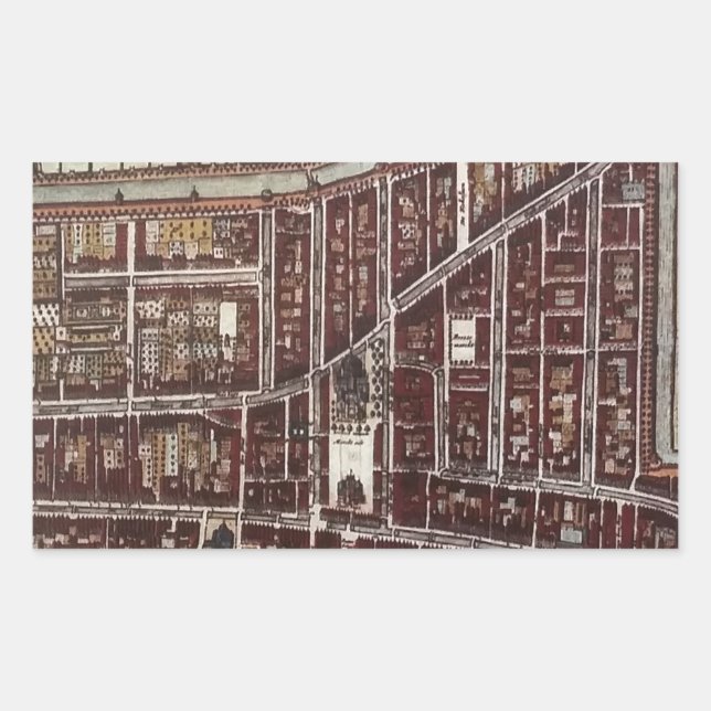 Replik Stadtplan von Delft 1649 Rechteckiger Aufkleber (Vorderseite)