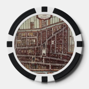 Replik Stadtplan von Delft aus dem Jahr 1649 Pokerchips