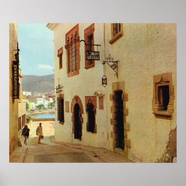 Replik Vintag Spanien, Sitges Altstadt Poster (Vorne)
