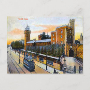 Replik Vintage Bilder, Cardiff, Schloss, Straßenba Postkarte