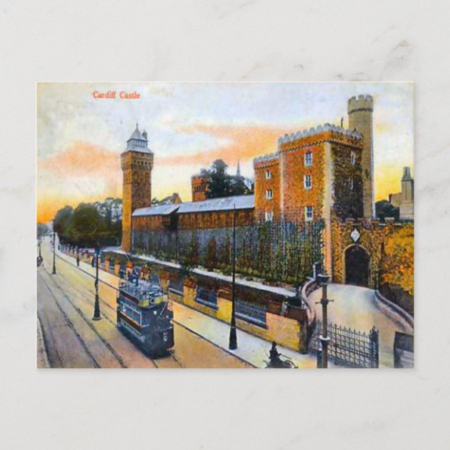 Replik Vintage Bilder, Cardiff, Schloss, Straßenba Postkarte (Vorderseite)