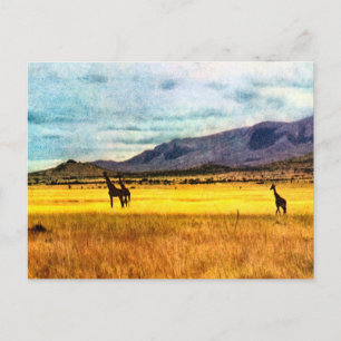 Replik  Vintage-Giraffe in den Steppen von Tanganj Postkarte