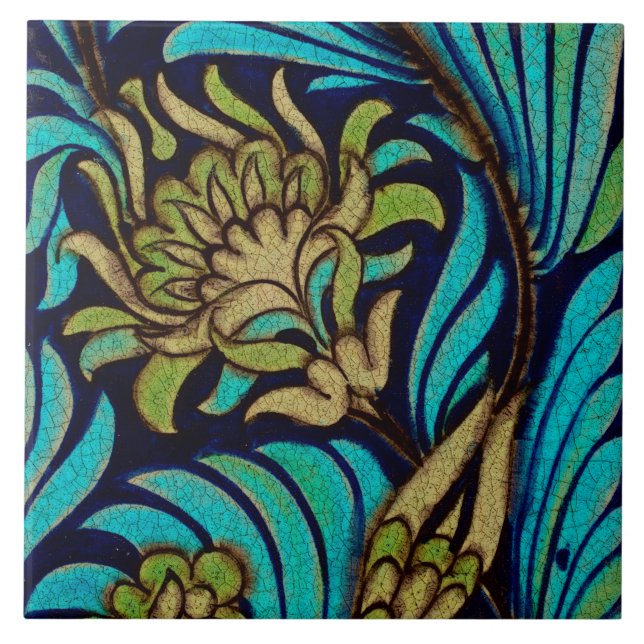 Replikat-Fliese im Jugendstil-Blumenmuster  Fliese (Vorderseite)