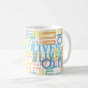 Replizierte Namen   Farbmuster Typografie Kaffeetasse