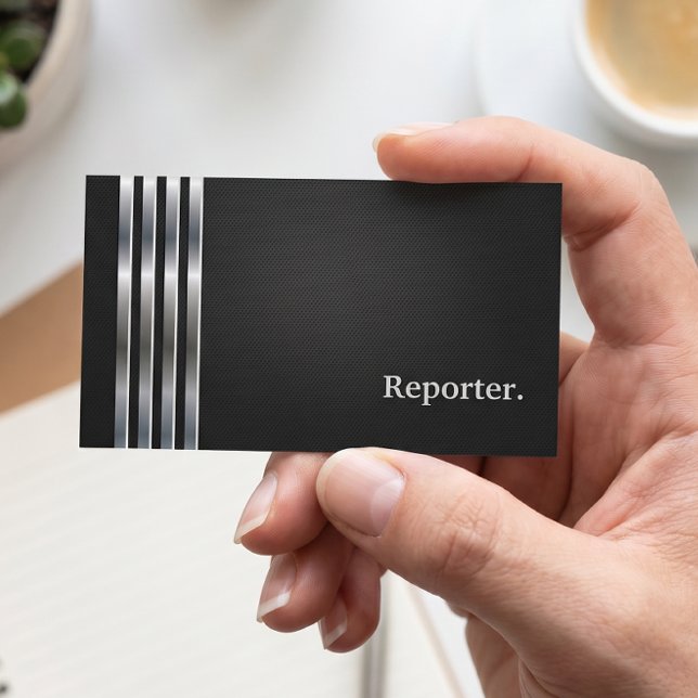 Reporter Beruflich Black Silver Visitenkarte (Von Creator hochgeladen)