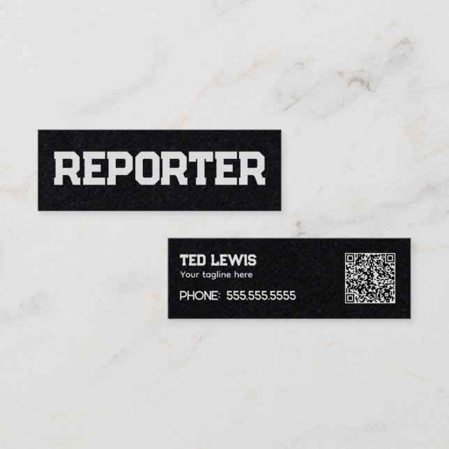 Reporter Simple QR Mini Visitenkarte (Vorne/Hinten)