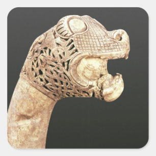 Repräsentationsfigur von Viking Longship, fand be Quadratischer Aufkleber