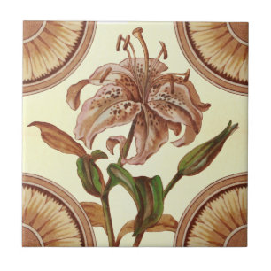 Repro 1885 Viktorianische Asiatische Lily-Transfer Fliese