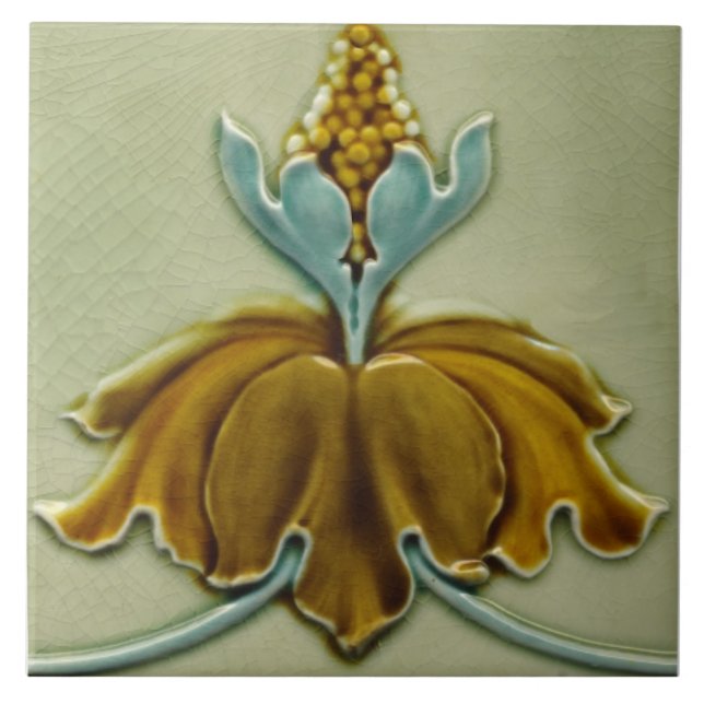 Repro 1900 Art Nouveau Floral Border Fliese (Vorderseite)