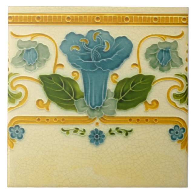 Repro 1900 Pilkington Straight Border Art Nouveau Fliese (Vorderseite)
