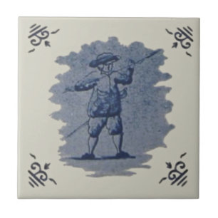 Repro Antike Niederländische Blaue Delft Figurale  Fliese