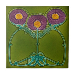 Repro Antillen Marsden Art Nouveau Lila Flora Fliese