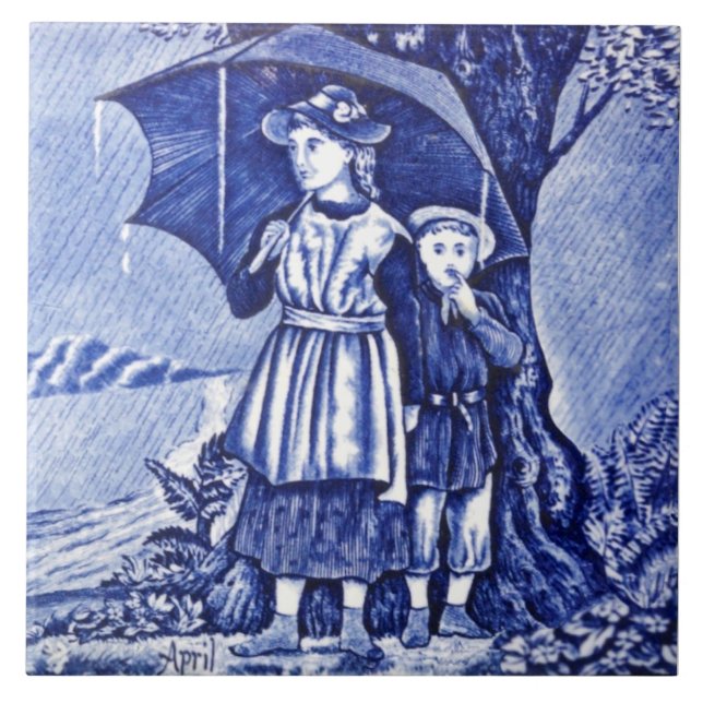 Repro Antiquariat Wedgwood Blue Calendar Series Ap Fliese (Vorderseite)