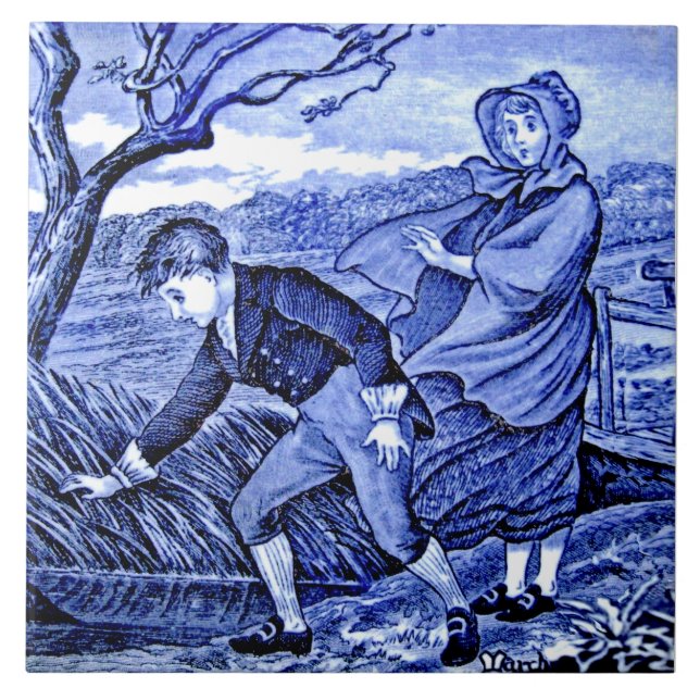 Repro Antiquitätenkalender für Hochzeitsholz März Fliese (Vorderseite)