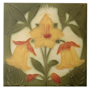 Repro Art Nouveau Tubelined Daffodil Trio Fliese