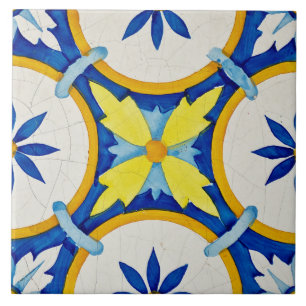 Repro Azulejos Portugiesisch Geometric Yellow Blue Fliese