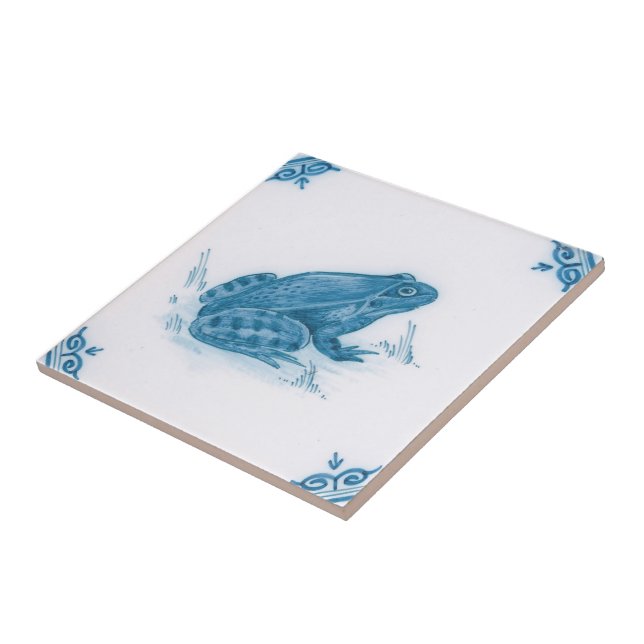 Repro Blue und White Flog Delft Tile Fliese (Seite)
