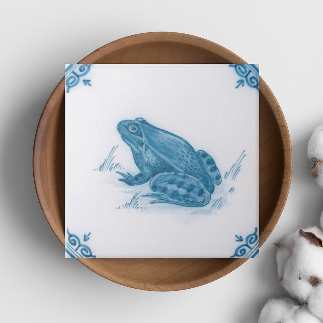Repro Blue und White Frog Delft Fliese (Repro Blue and White Frog Delft Tile)