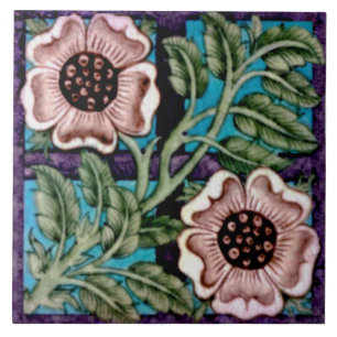 Repro Bright Handgemalt De Morgan Rose & Trellis Fliese