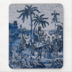 Repro Chinoiserie Delft Blau- und Weißfliese Mousepad
