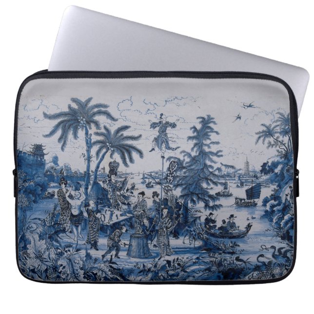 Repro Chinoiserie Delft Blue und White Tile Laptopschutzhülle (Vorderseite)