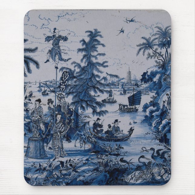 Repro Chinoiserie Delft Blue und White Tile Mousepad (Vorne)