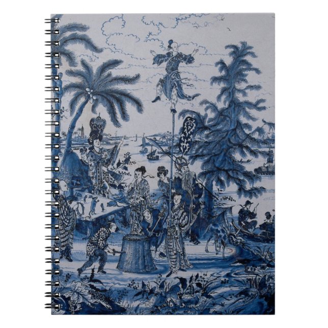Repro Chinoiserie Delft Blue und White Tile Notizblock (Vorderseite)