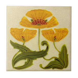 Repro circa 1900 Pilkington Floral Art Nouveau Fliese