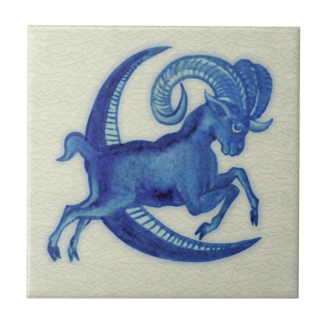 Repro De Morgan Blue Goat über den Mond Fliese (Vorderseite)