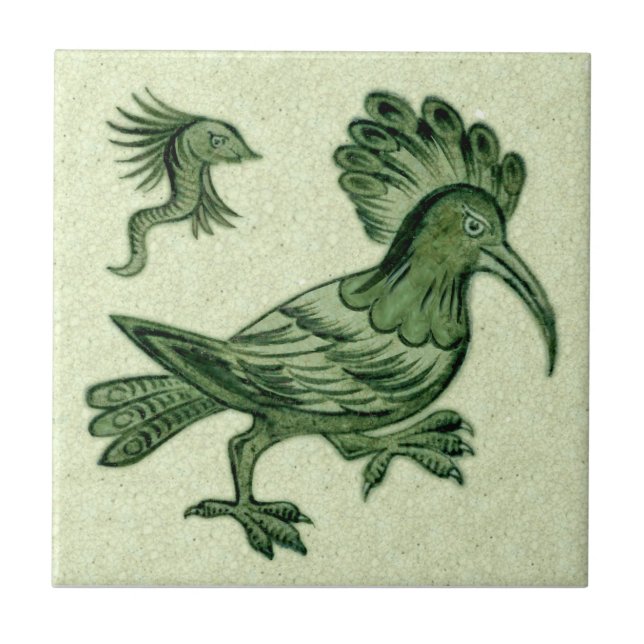 Repro de Morgan Green Hoopote Bird Keramik Tile Fliese (Vorderseite)