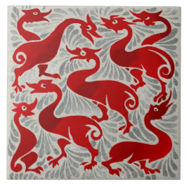 Repro De Morgan Red Luster+Silver Fantastische Ent Fliese