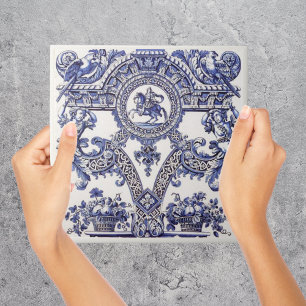 Repro Delft Fliese Blau Royalty Brustbild