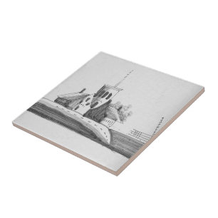 Repro Delft Schwarz-Weiß-Kapelle Tile Fliese