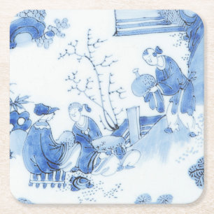 Repro Delft Tile Blue Chinoiserie Rechteckiger Pappuntersetzer